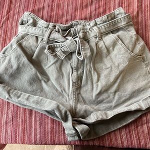 American Eagle green denim shorts